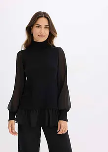Fijngebreide trui met blouse-inzet, bonprix