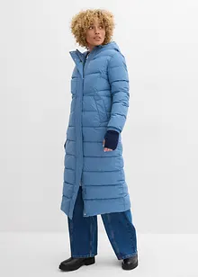 Lange, gewatteerde jas met capuchon, bonprix