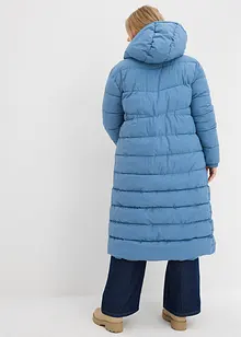 Lange, gewatteerde jas met capuchon, bonprix