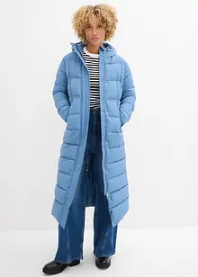 Lange, gewatteerde jas met capuchon, bonprix