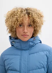 Lange, gewatteerde jas met capuchon, bonprix