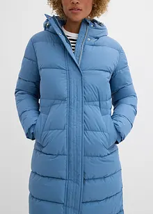 Lange, gewatteerde jas met capuchon, bonprix