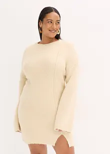 Korte gebreide jurk met wol, bonprix