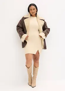 Korte gebreide jurk met wol, bonprix