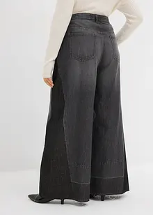 Wide leg jeans high waist met inzetstuk, bonprix