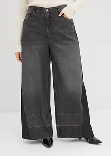 Wide leg jeans high waist met inzetstuk, bonprix