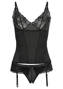 Bustier met jarretels en string ouvert (2-dlg. set), bonprix