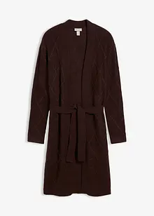 Lang gebreid vest met kabelpatroon, bonprix