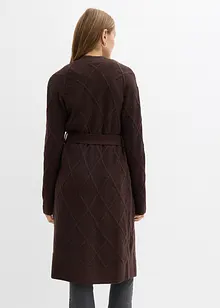 Lang gebreid vest met kabelpatroon, bonprix