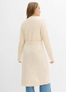 Lang gebreid vest met kabelpatroon, bonprix