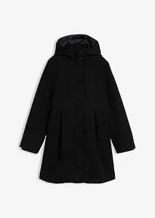 Lange jas met capuchon en stolpplooien, A-lijn, bonprix