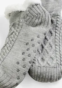 Huissokken met vlechtpatroon, teddy voering en stroeve zool, bonprix