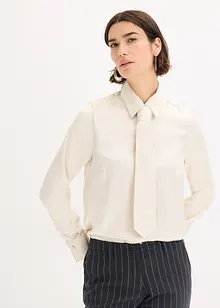 Satijnen blouse met een afneembare strik (2-dlg.), bonprix
