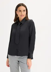Satijnen blouse met een afneembare strik (2-dlg.), bonprix