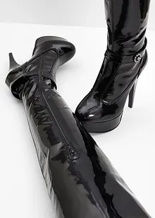 Overknee laklaarzen met plateauzool, bonprix