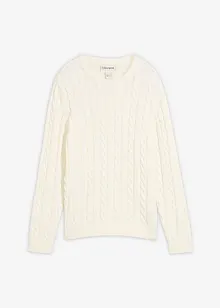 Grof gebreide trui met kabelpatroon van recyclebaar biologisch katoen, bonprix