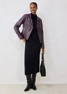 Leren biker jas van lamsnappa, bonprix