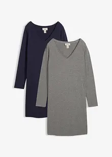 Jersey jurk van viscose (set van 2), bonprix