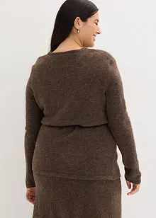 Gebreid shirt met wol en strikbandje van imitatieleer, bonprix