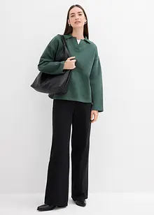 Sweater van biologisch katoen met gebreide polokraag, bonprix