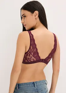 Geribde bralette met biologisch katoen en kant, bonprix