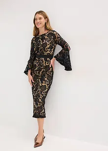 Kanten jurk met inzetstuk van satijn, bonprix