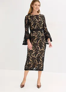 Kanten jurk met inzetstuk van satijn, bonprix