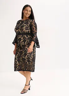 Kanten jurk met inzetstuk van satijn, bonprix