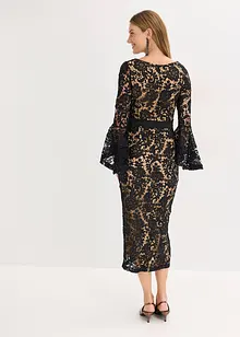 Kanten jurk met inzetstuk van satijn, bonprix