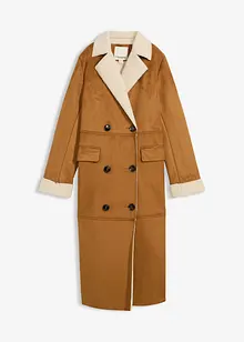 Lange imitatieleren jas met warme teddy voering, bonprix