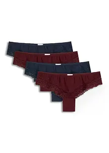 Brazilian slip met kant en biologisch katoen (set van 4), bonprix