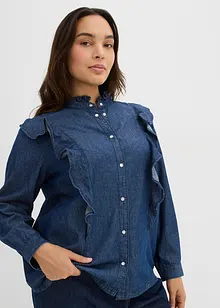 Spijkerblouse met volants, van katoen, bonprix