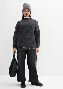 Lange trui van fluffy garen, bonprix