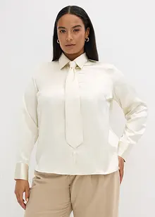 Satijnen blouse met een afneembare strik (2-dlg.), bonprix