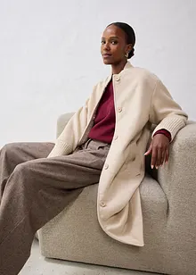 Lange winterjas met gebreide strook, bonprix