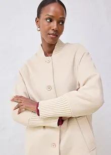 Lange winterjas met gebreide strook, bonprix