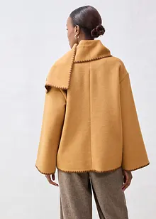 Wollen jas met sierborduursel (2-dlg. set met sjaal), bonprix