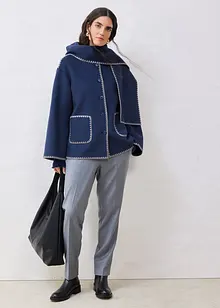 Wollen jas met sierborduursel (2-dlg. set met sjaal), bonprix