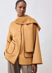 Wollen jas met sierborduursel (2-dlg. set met sjaal), bonprix