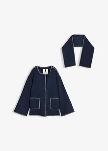 Wollen jas met sierborduursel (2-dlg. set met sjaal), bonprix