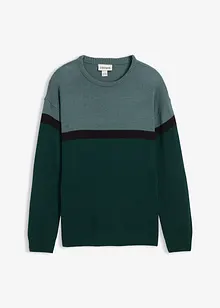 onderhoudsvriendelijke trui met ronde hals in colourblocking-design, bonprix