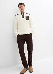 Grof gebreide trui met geweven inzet, bonprix