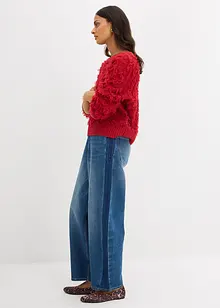 Grof gebreide trui met franjes, bonprix