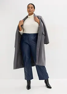 Imitatieleren wide leg broek met biezen, bonprix