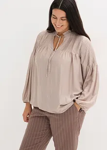 Tuniekblouse van glanzend satijn met biezen, bonprix