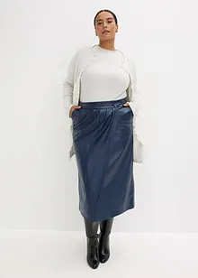 Imitatieleren midirok in wikkellook, bonprix
