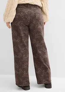 Wide leg twill broek met luipaardprint, bonprix