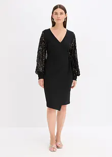 Midi jurk met paillettenborduursel op de mouwen, bonprix