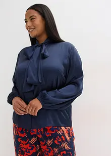 Blouse met strik van soepelvallend satijn, bonprix
