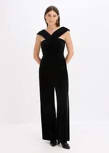 Jersey jumpsuit van soepelvallend fluweel, bonprix